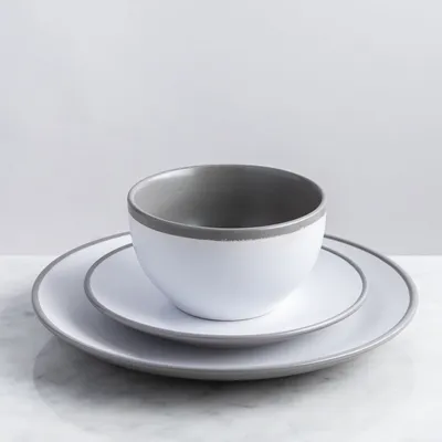 H2K 'Luna' Stoneware Dinnerware - Set of 12 (White/Grey)