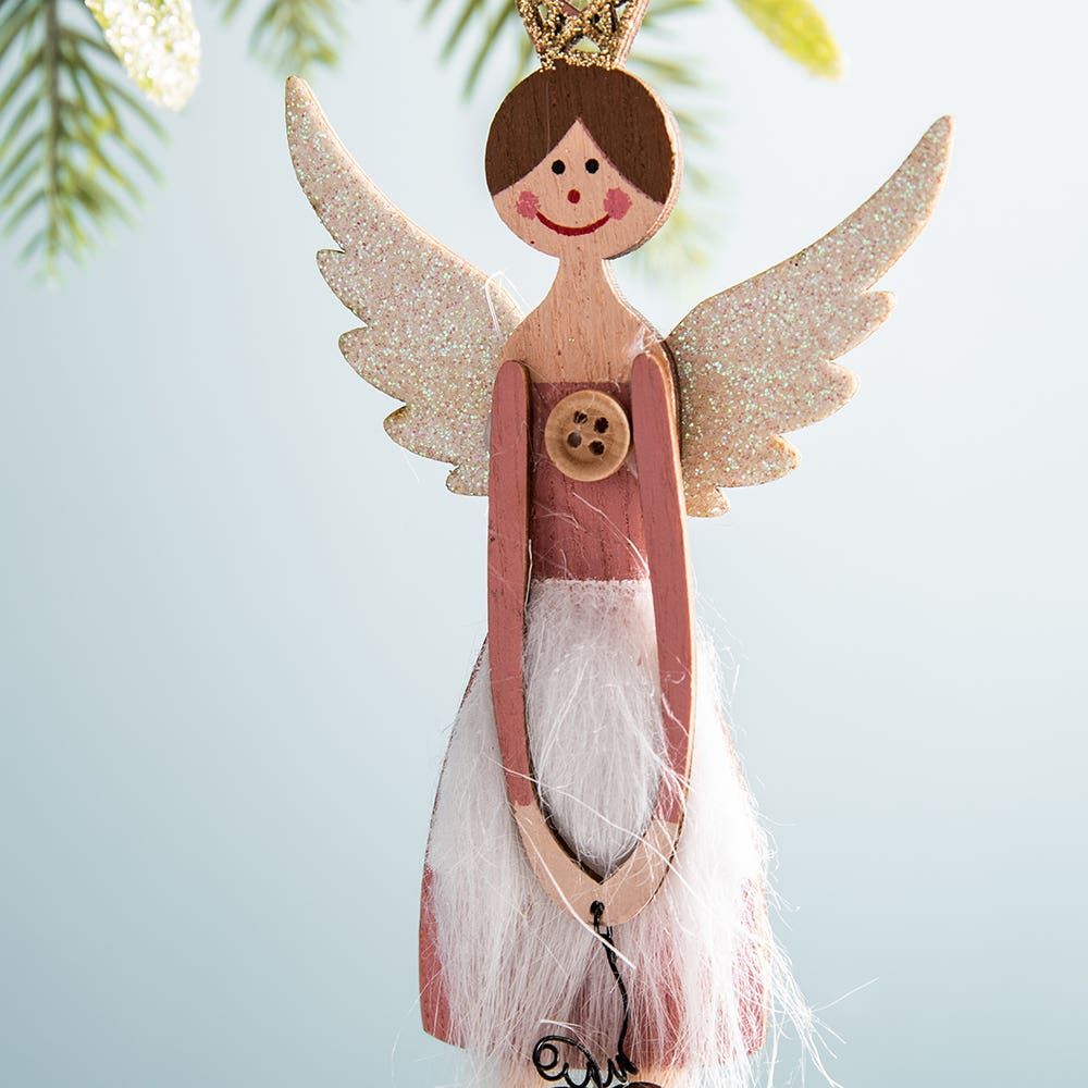 KSP Christmas Natura 'Angel With Heart' Wooden Ornament