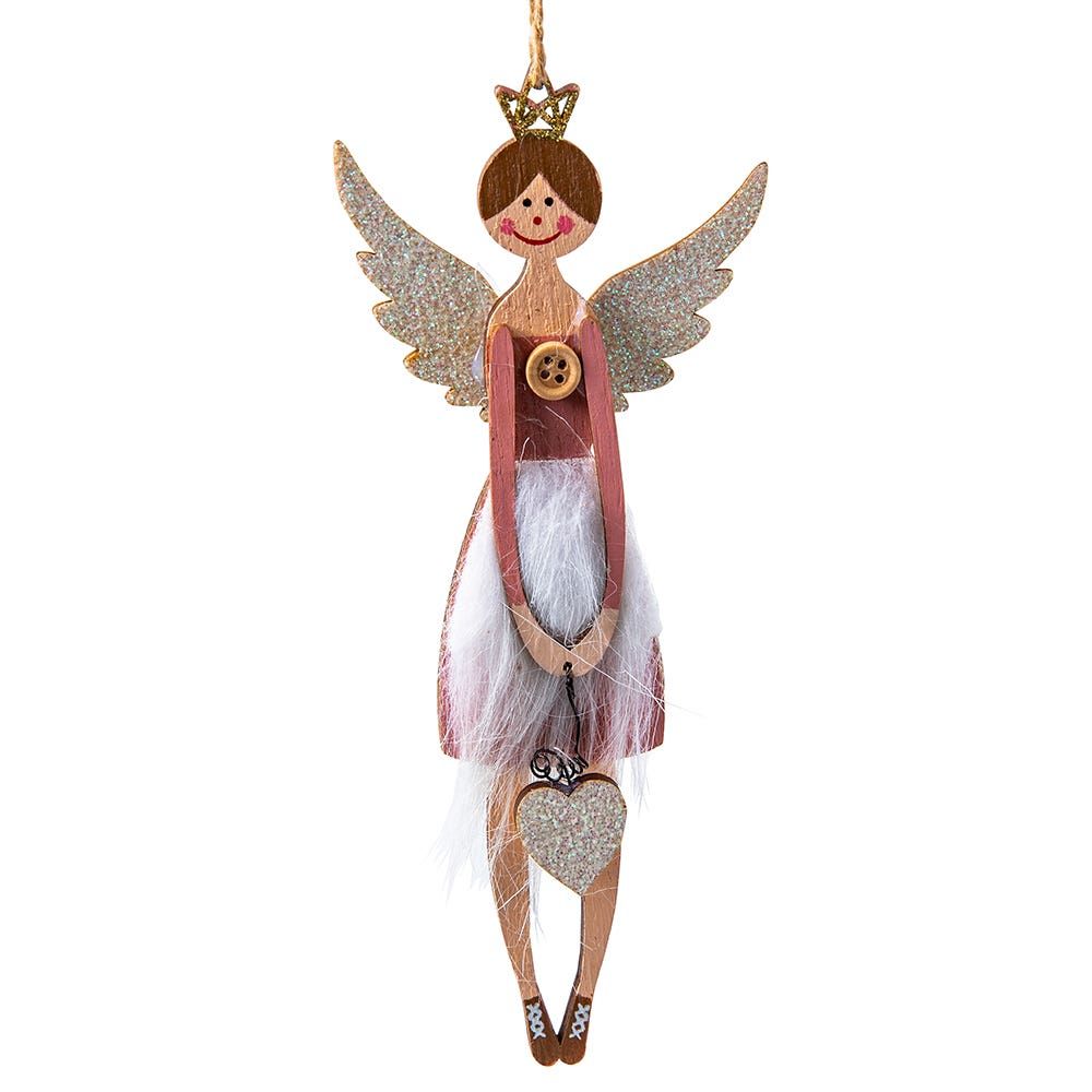 KSP Christmas Natura 'Angel With Heart' Wooden Ornament