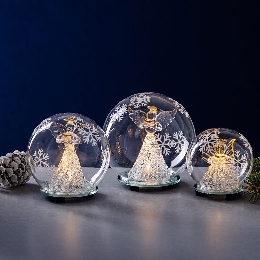 KSP Christmas LED Glass Angel Globes - Set of 3