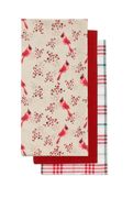 Harman Christmas 'Cardinal' Cotton Kitchen Towel 18x26" - Set of 3