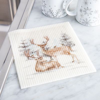 Harman Christmas 'Reindeer' Reusable Sponge Cloth (Multi Colour)