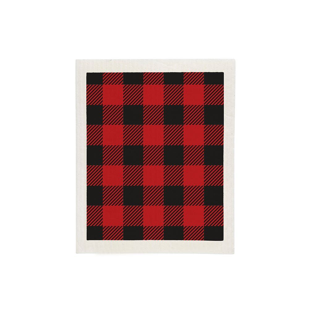 Harman Christmas 'Buffalo Check' Reusable Sponge Cloth (Black/Red)