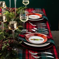 Harman Christmas Traditional Check Cotton-Poly Tablecloth 70" Round