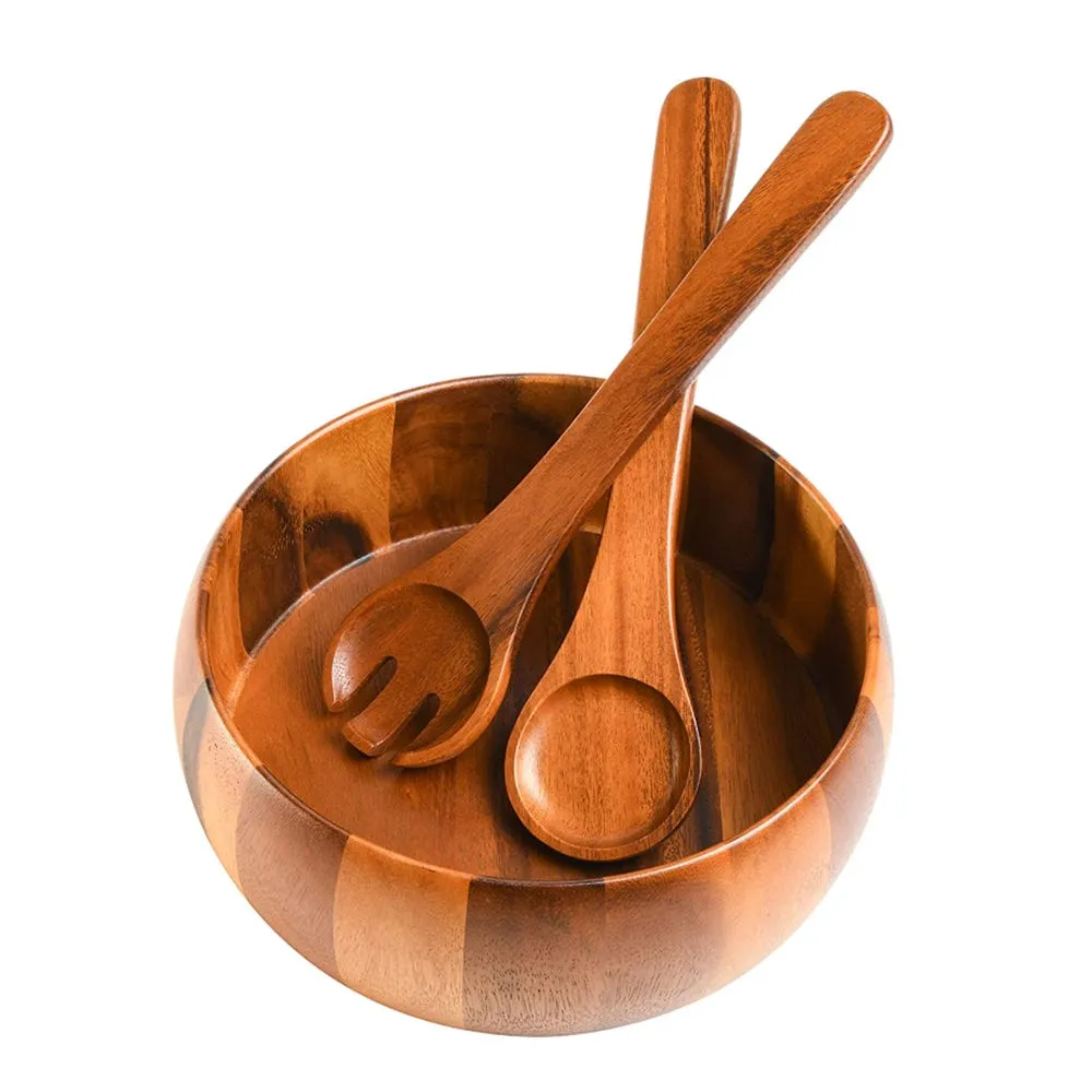 Gibson Laurel Acacia Wood Salad Bowl Combo - Set of 3 (Brown)