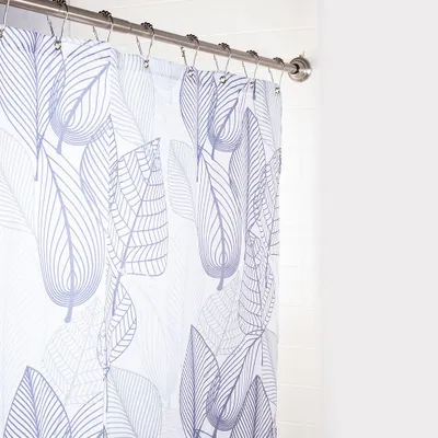 Moda At Home Polyester 'Grey Leaves' Shower Curtain (White/Grey)