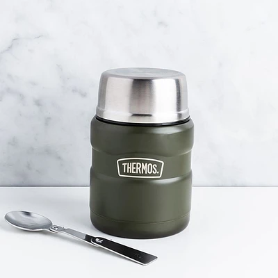 Thermos Stainless King Thermal Food Storage Jar-Spoon (Matte Green)