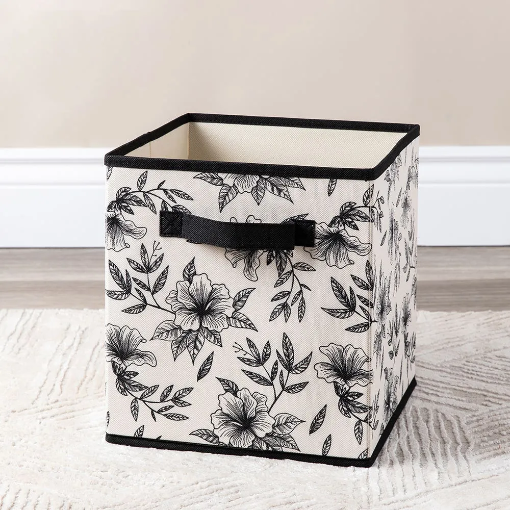 KSP Collapsible 'Floral' Non-Woven Storage Bin (Ivory) 10x10x11"