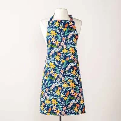 Kitchen Style Printed 'Wild Flowers' Apron (Navy)