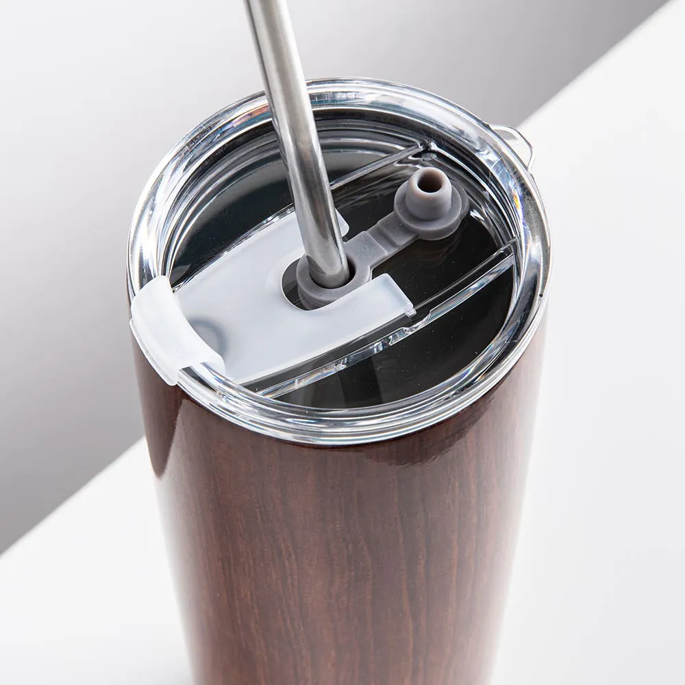 KSP Quench 'Wood Grain' Double Wall Tumbler with Straw