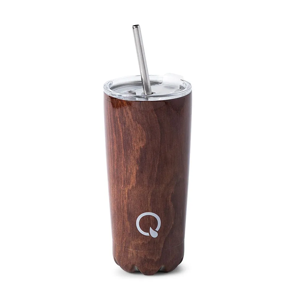 KSP Quench 'Wood Grain' Double Wall Tumbler with Straw