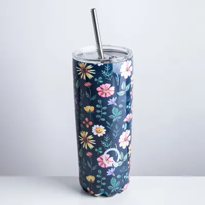KSP Quench 'Floral' Double Wall Tumbler with Straw