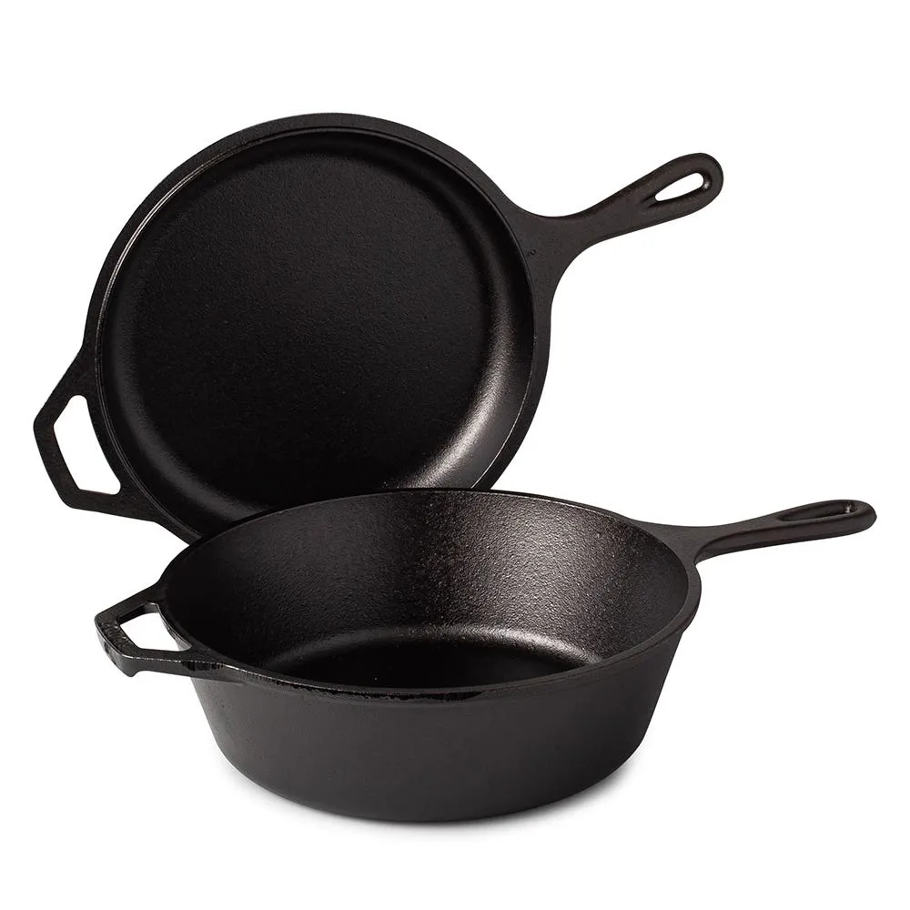 Lodge Logic Combo 10.5" Frypan with Casserole - Set of 2 (Black)