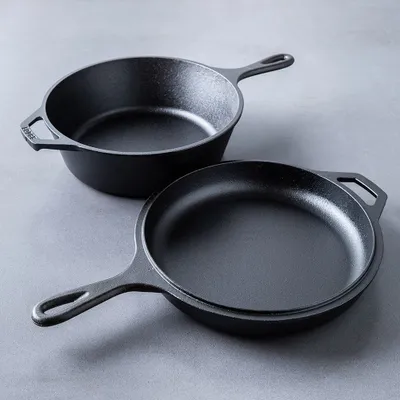 Lodge Logic Combo 10.5" Frypan with Casserole - Set of 2 (Black)