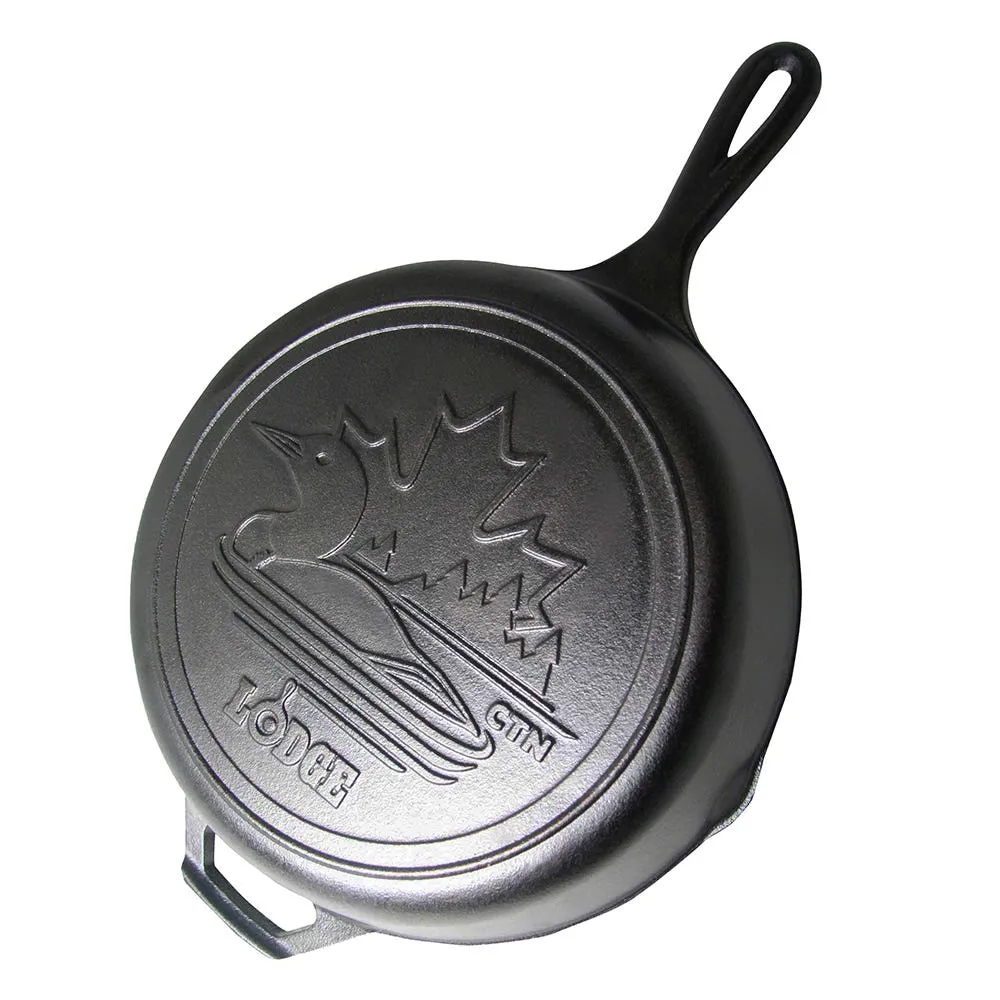 Lodge Logic Canadiana 'Loon' 10.25" Frypan with Helper Handle (Black)