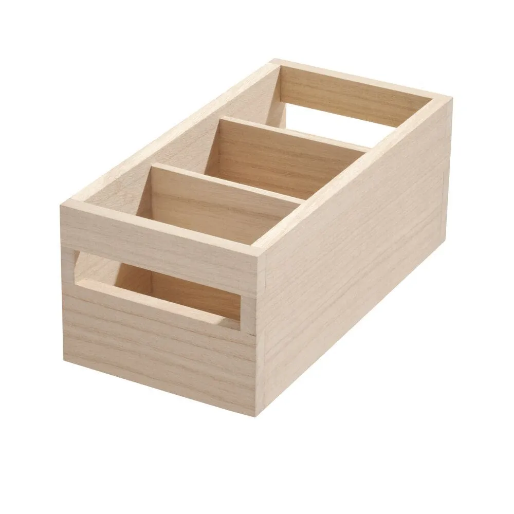 iDesign EcoWood Paulownia Wood Handled Packet Bin (10"x5"x4")