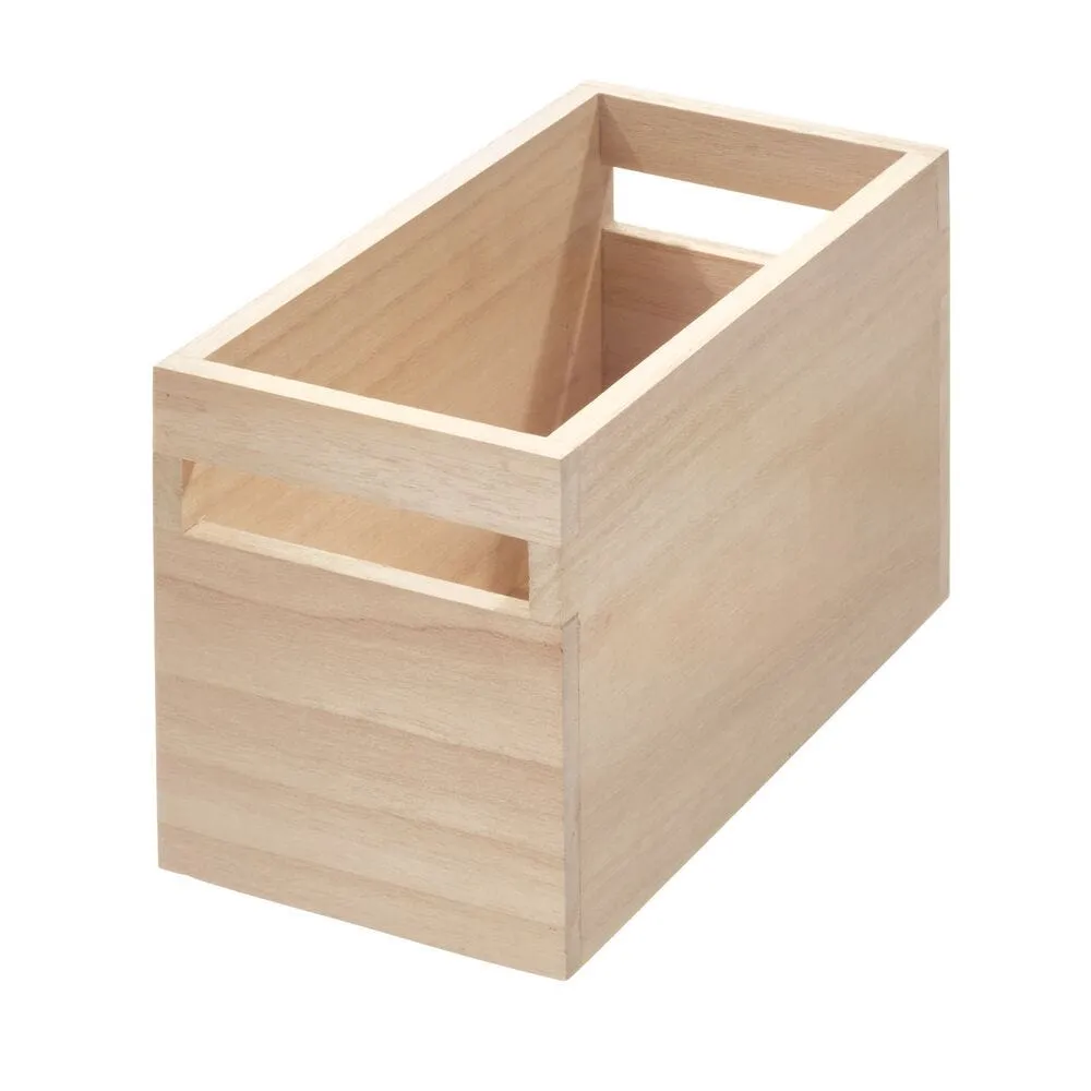 iDesign EcoWood Paulownia Wood Handled Bin (10"x5"x6")