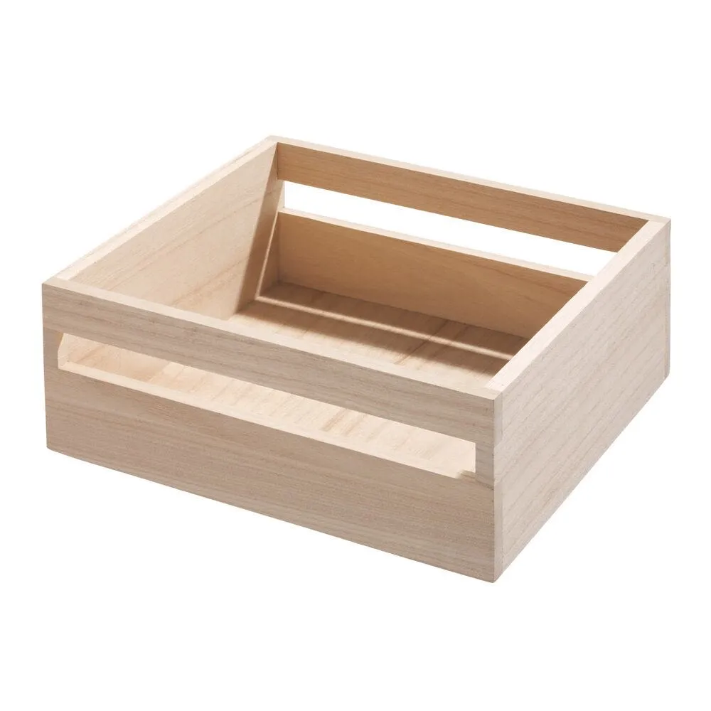 iDesign EcoWood Paulownia Wood Handled Bin (10"x10"x4")