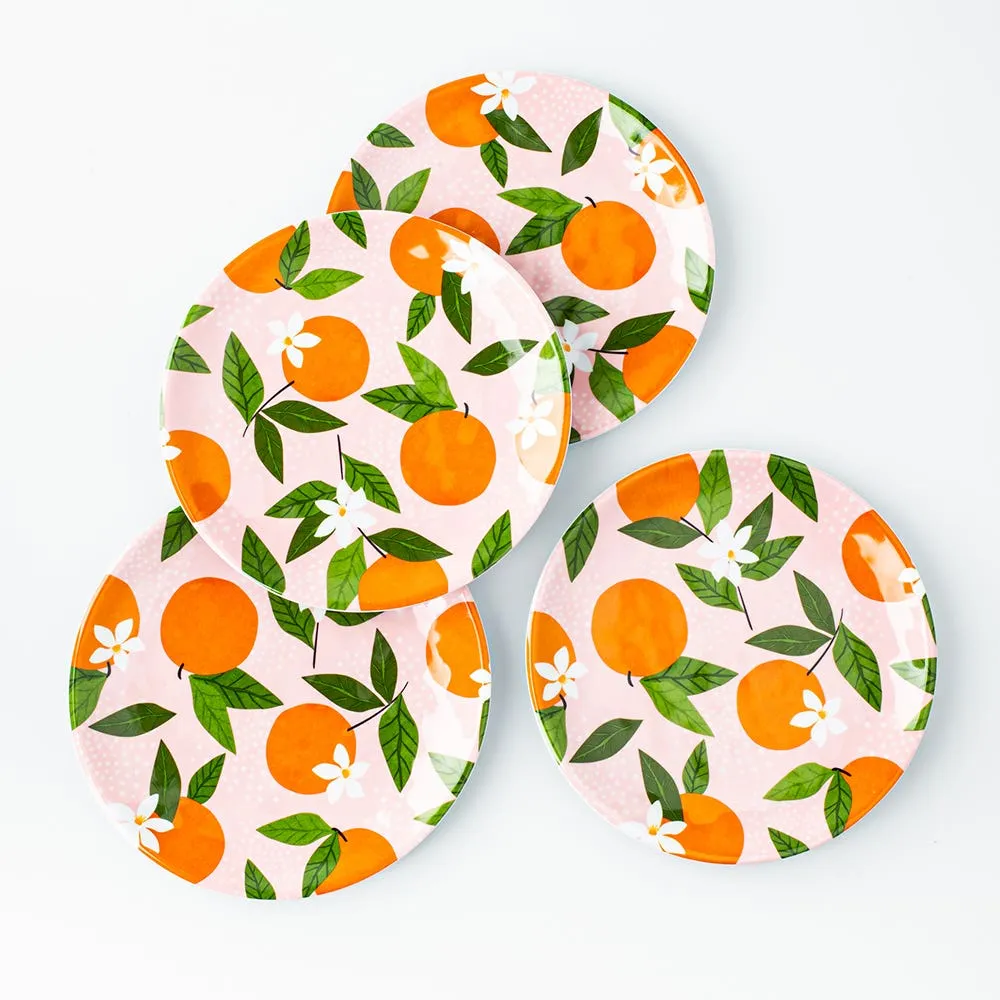 KSP Nibble 'Orange' Melamine Tidbit Plate - Set of 4