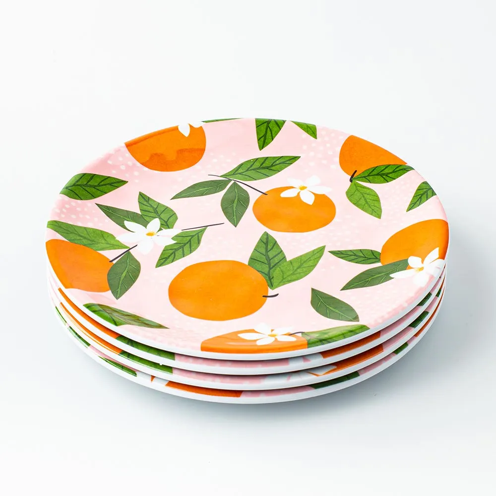KSP Nibble 'Orange' Melamine Tidbit Plate - Set of 4