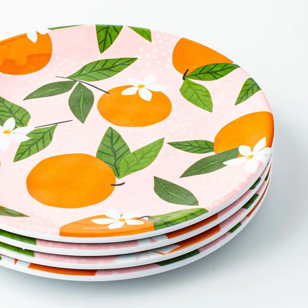 KSP Nibble 'Orange' Melamine Tidbit Plate - Set of 4