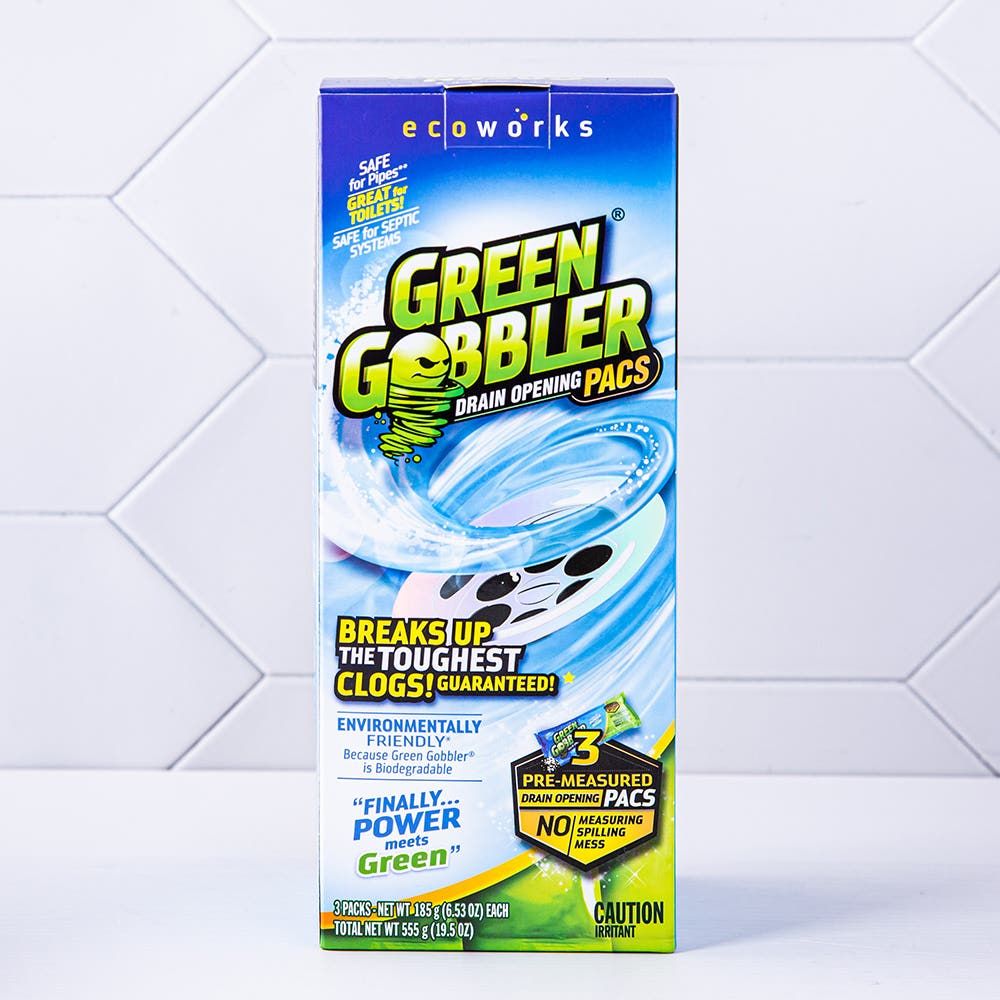 Green Gobbler Drain Clog Remover Powder, 3 Uses, Hair Clog Remover, Toilet Cl