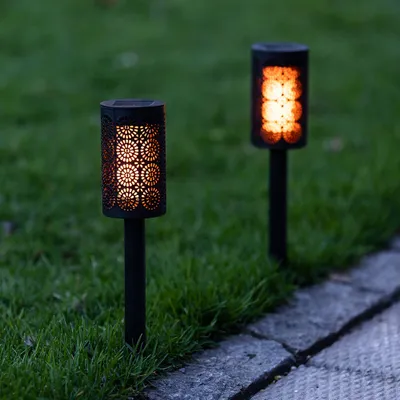 Decolite Outdoor Solar Powered LED Path Light 15.5"(Black)
