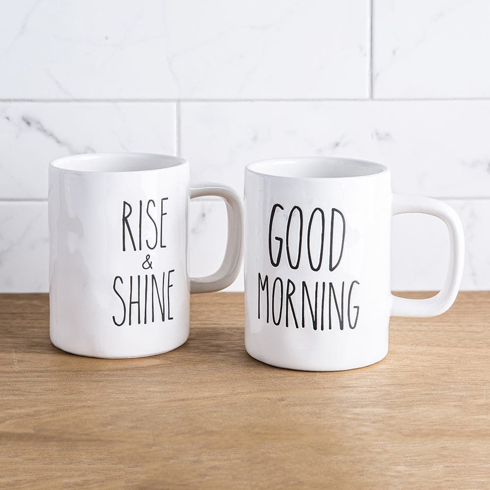 Farmhouse Modern 'Rise & Shine' Ceramic Mug (White)