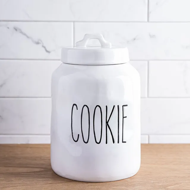 Kitchen Stuff Plus Inc. Farmhouse Modern Ceramic Cookie Jar with Lid  (White)