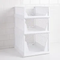 KSP Stack N Slide Collapsible Storage Bin XL (White) 43x33x25 cm