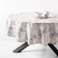 Easycare Printed 'Paris' Polyester Tablecloth 70" Round (Charcoal)