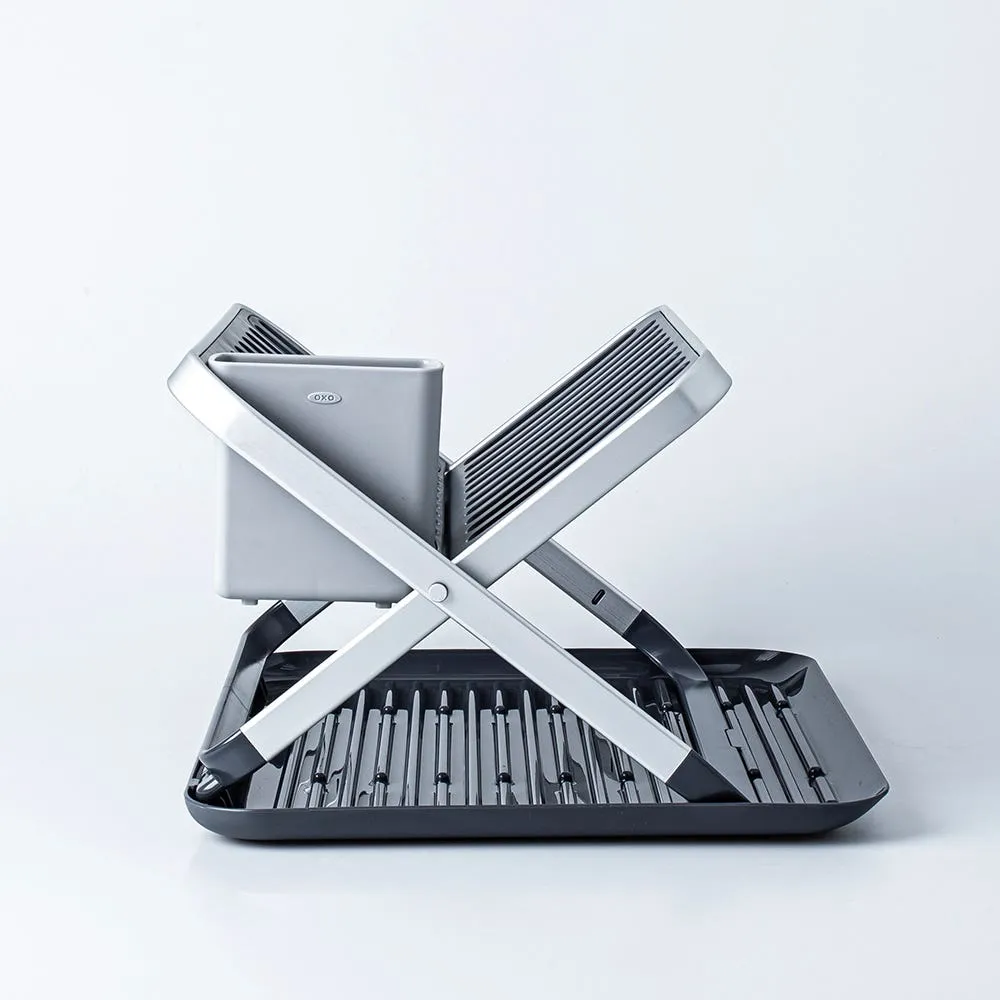 OXO Good Grips Aluminum Fold Flat Dish Rack with Non-Slip Feet on