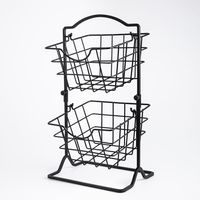 KSP Farmhouse 2-Tier Wire Hanging Basket (Black) 25 x 18.5 x 46 cm