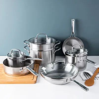KitchenAid 3-Ply Cookware Combo - Set of 11 (Stainless Steel)