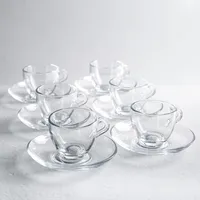 Pasabahce Barista Glass Espresso Cup & Saucer - Set of 6 (Clear)