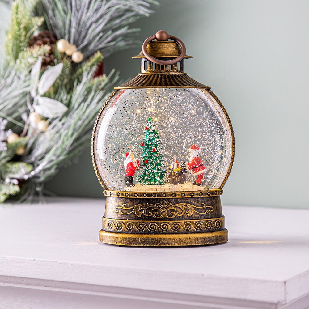 KSP Christmas Wonder 'Santa with Tree' LED Snowglobe (Antique Gold)