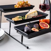 KSP Strata '3-Tier' Porcelain Buffet Plate Rect (Matte Black)