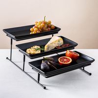 KSP Strata '3-Tier' Porcelain Buffet Plate Rect (Matte Black)