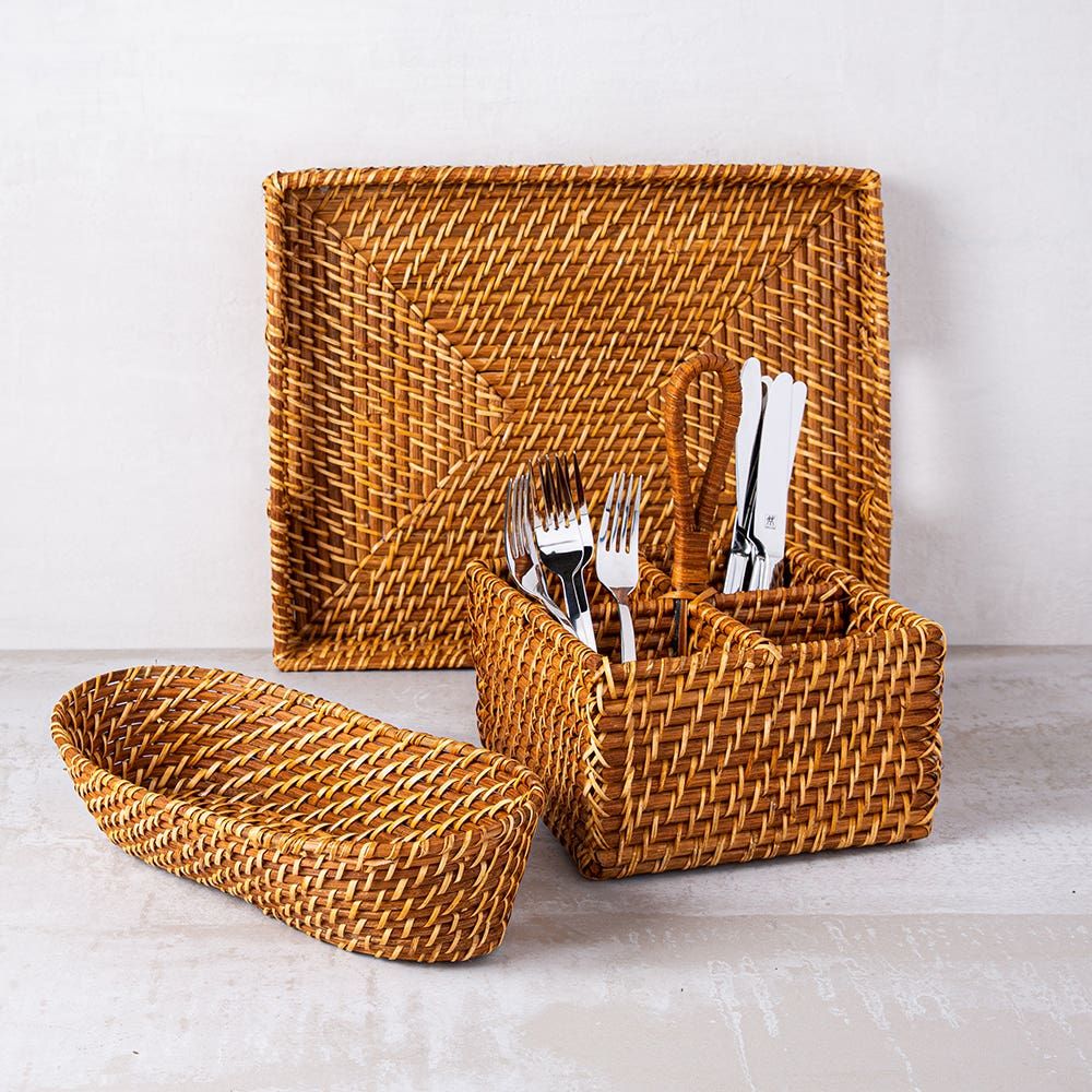 Martha Stewart Seawell Rattan Bread Basket Oblong (Natural)