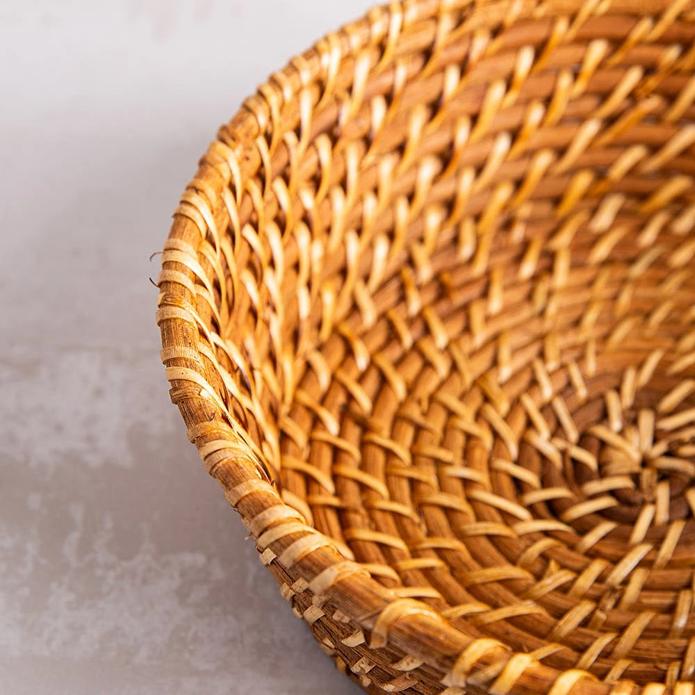 Martha Stewart Seawell Rattan Bread Basket Round (Natural)