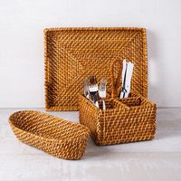 Martha Stewart Seawell Ratttan Bread Basket Round (Natural)