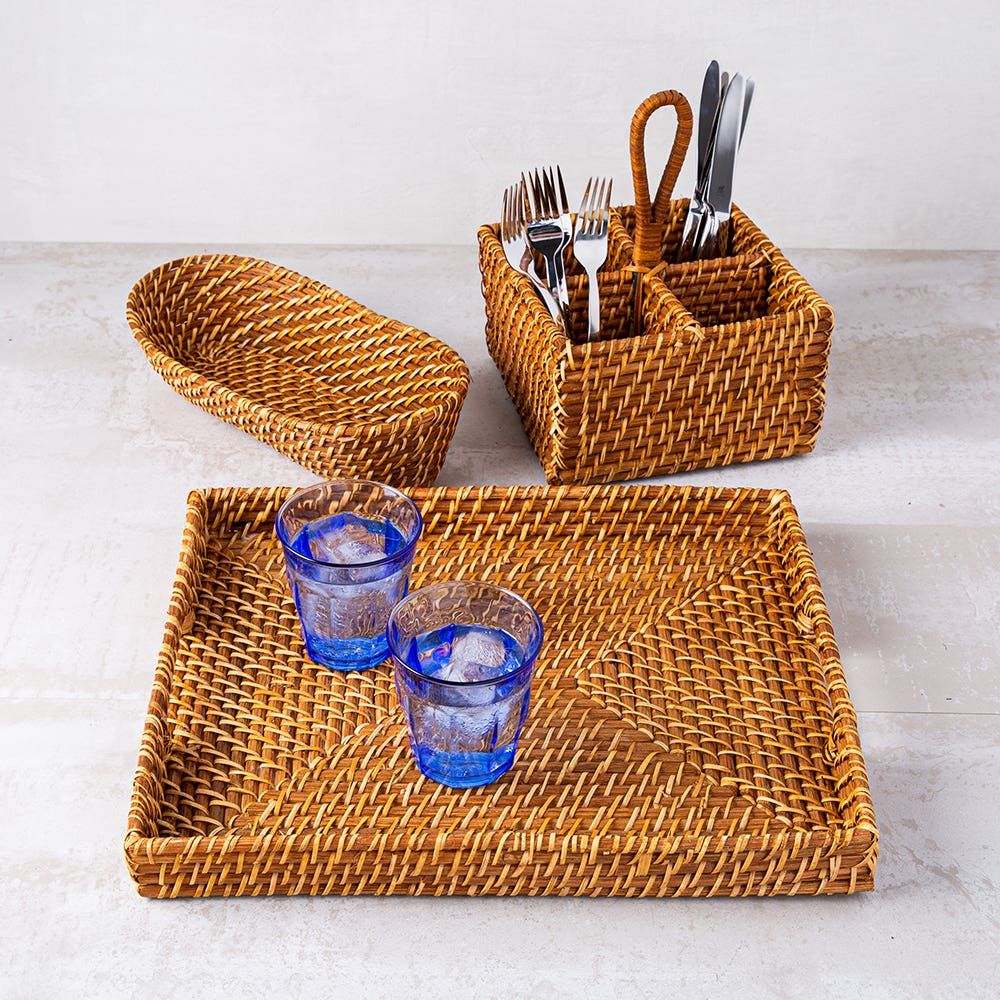 Martha Stewart Seawell Rattan Flatware Caddy (Natural)