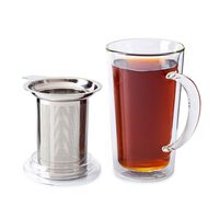 KSP Milano Double Wall Glass Tea Mug with  Mesh Infuser 400ml (Clear)