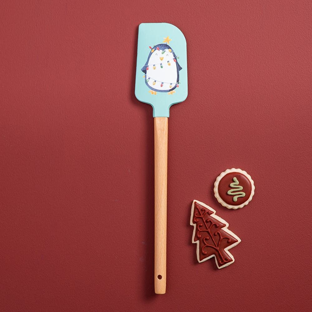 KSP Christmas Cook 'Penguin' Silicone Spatula with Wood Handle