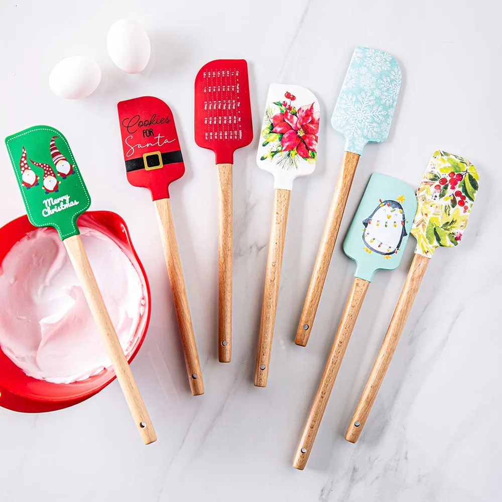 KSP Christmas Cook 'Santa' Silicone Spatula with Wood Handle