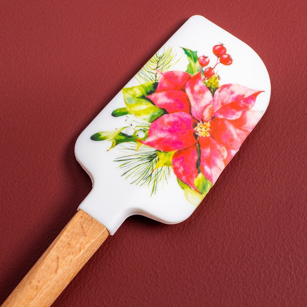 KSP Christmas Cook 'Poinsettia' Silicone Spatula with Wood Handle