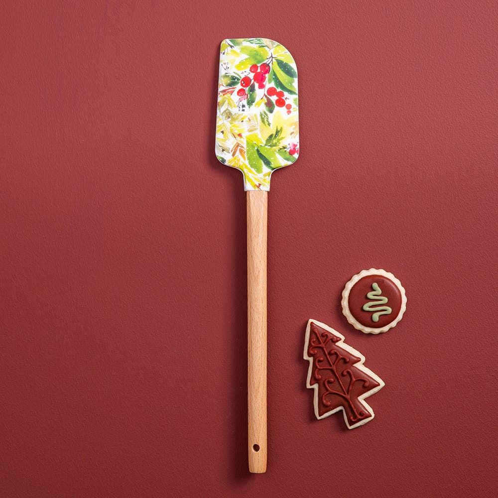 KSP Christmas Cook 'Holly' Silicone Spatula with Wood Handle