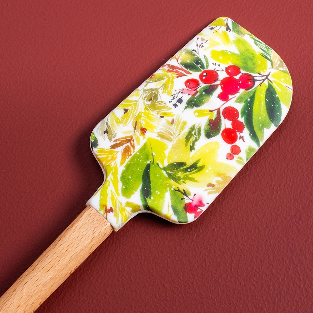 KSP Christmas Cook 'Holly' Silicone Spatula with Wood Handle