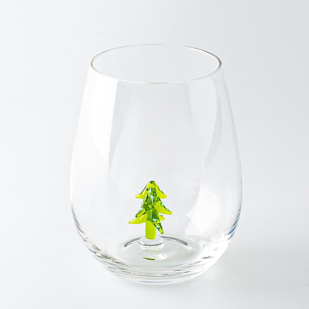 KSP Christmas Buddies 'Xmas Tree' Stemless Wine Glass