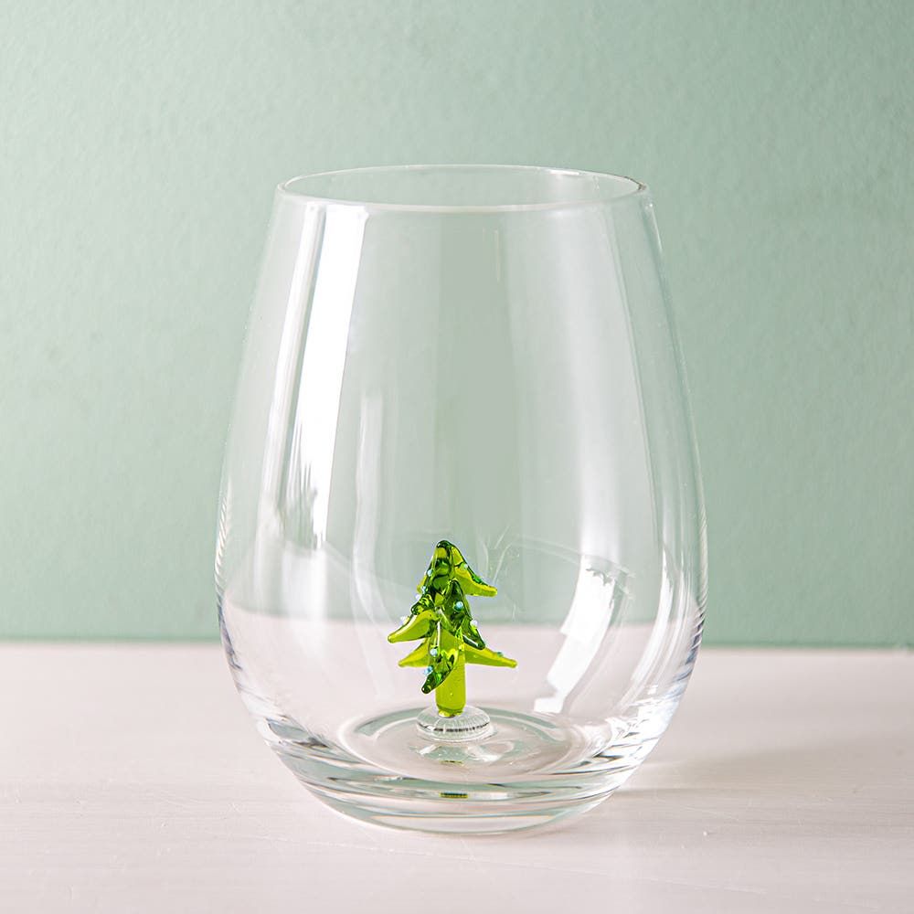 KSP Christmas Buddies 'Xmas Tree' Stemless Wine Glass